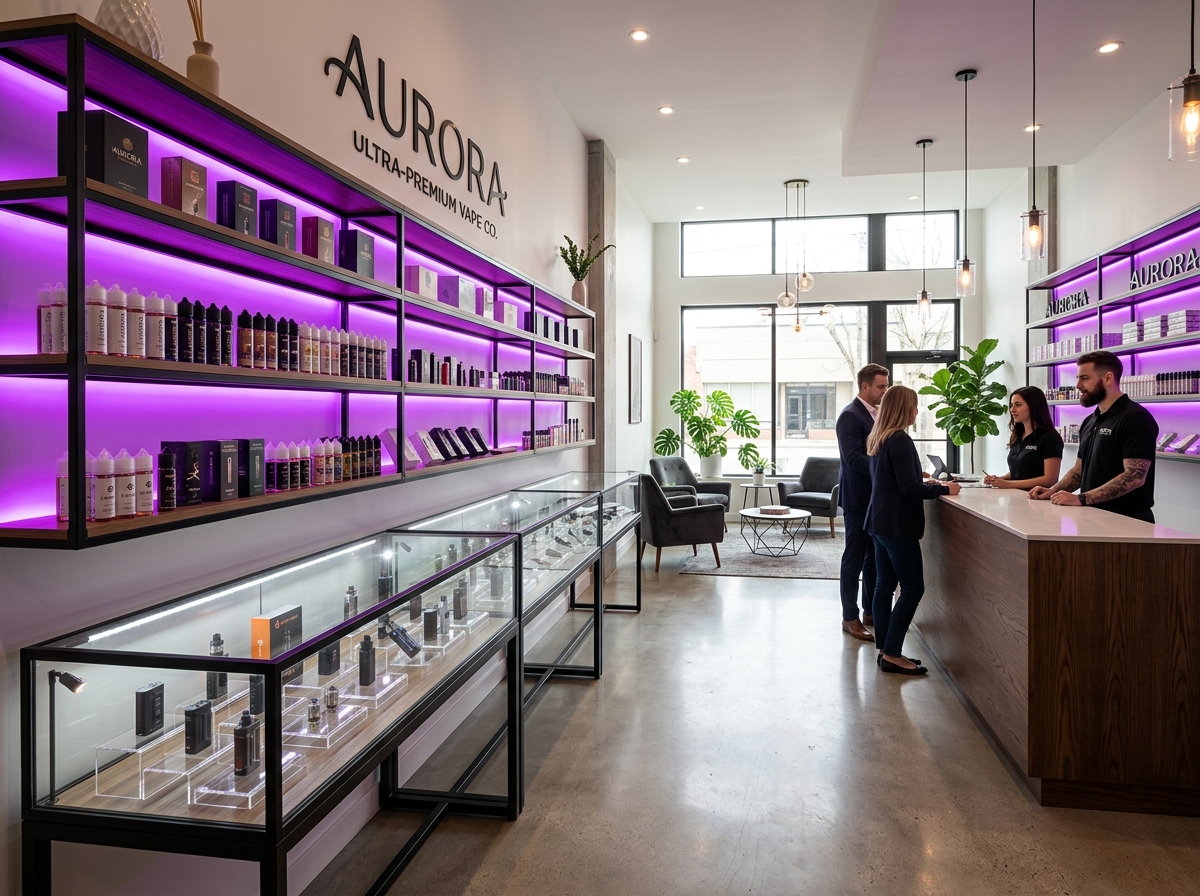 Interior view of Cullen Smoke clean retail store layout